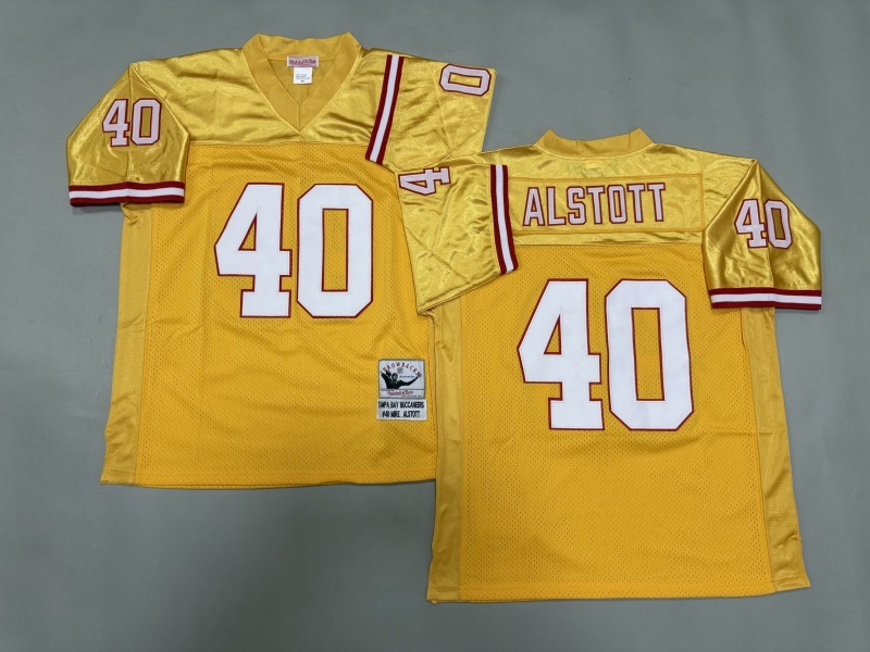 Men 2025 Tampa Bay Buccaneers #40 Alstott yellow Throwback Limited NFL Jersey style 001->new england patriots->NFL Jersey